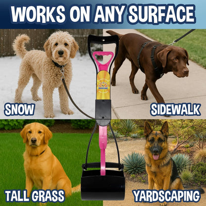 Dog Pooper Scooper Kit with Waste Bags &amp; Holder Long Handle Cleanup Set