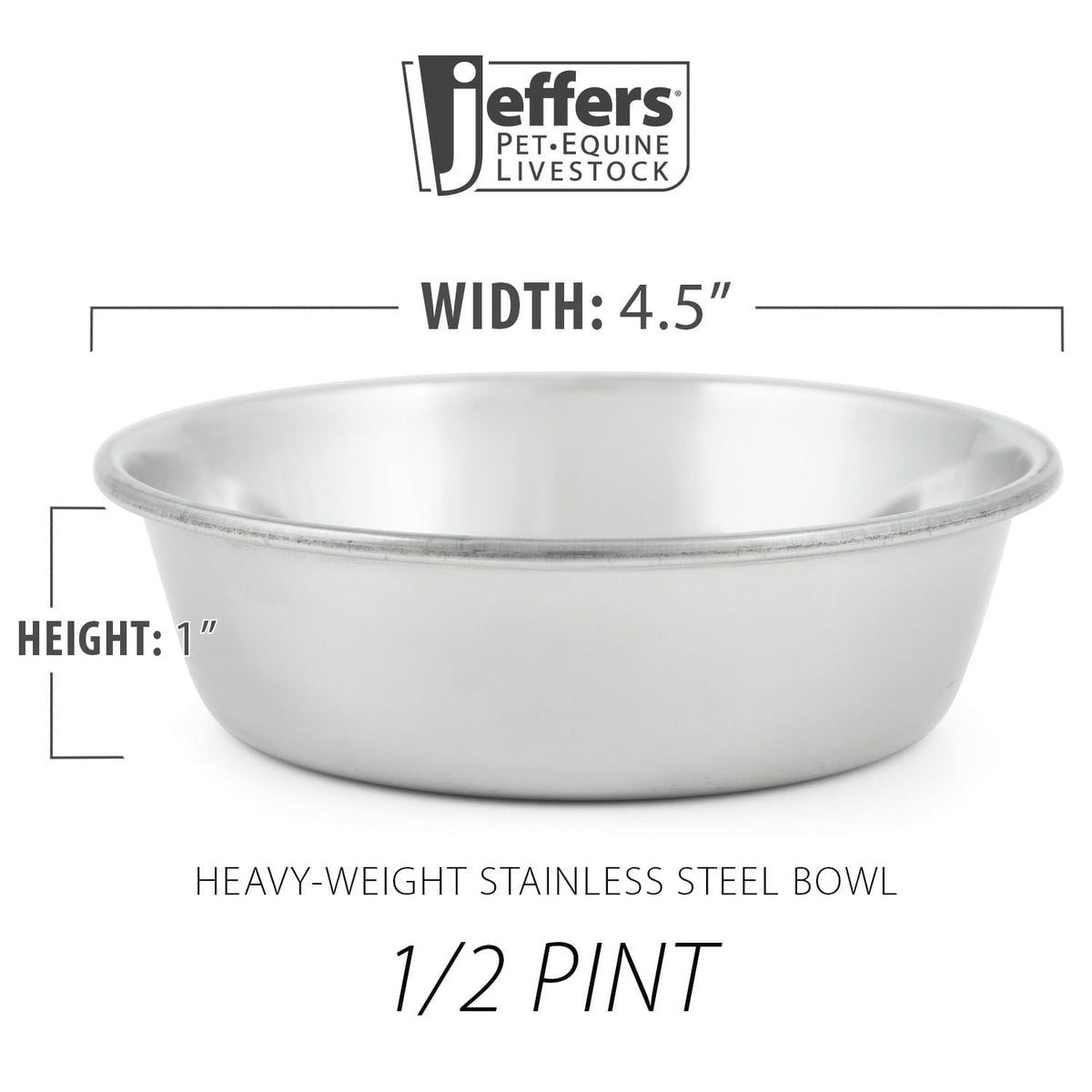 Jeffers Heavy Weight Stainless Steel Pet Bowls – Durable Pet Food &amp; Water Dish, Chew-Resistant, Dishwasher Safe