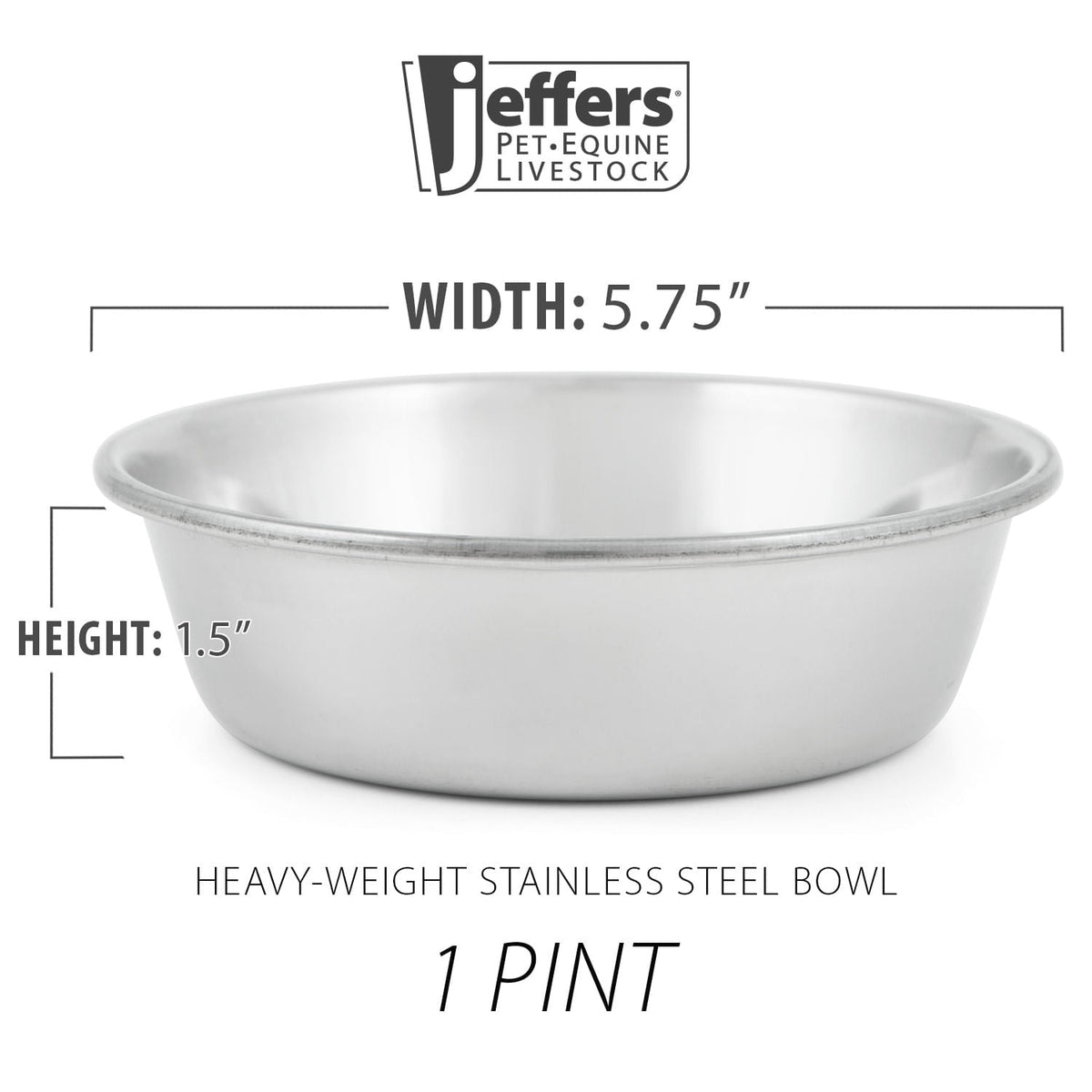 Jeffers Heavy Weight Stainless Steel Pet Bowls – Durable Pet Food &amp; Water Dish, Chew-Resistant, Dishwasher Safe