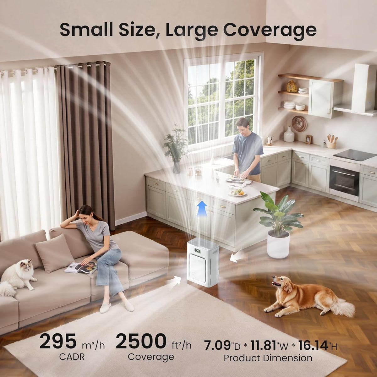 Pet Air Purifier with HEPA Filter Odor Control for Dogs &amp; Cats