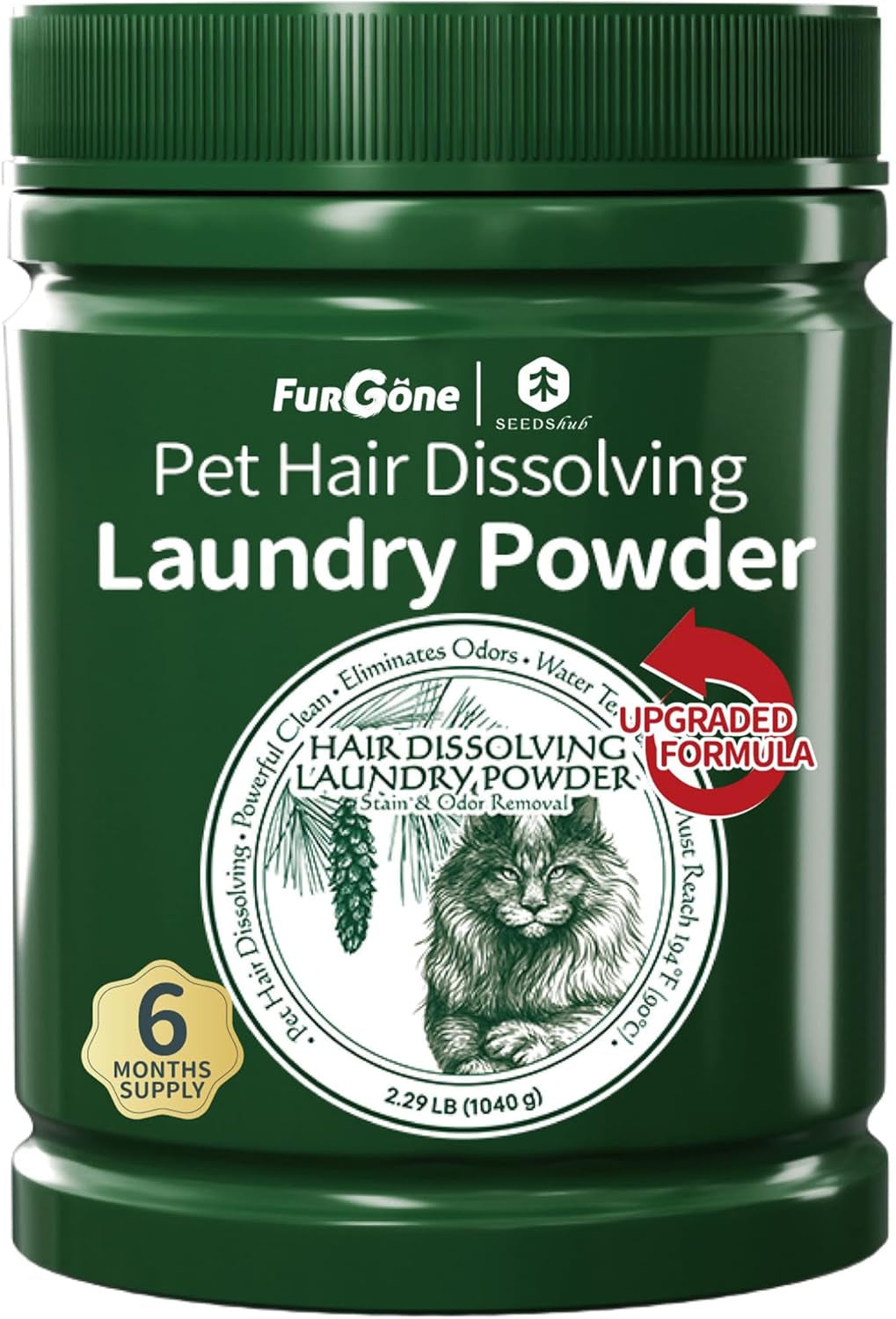 Pet Hair &amp; Odor Laundry Remover Powder|Dissolves Dog &amp; Cat Hair|6-Month Supply