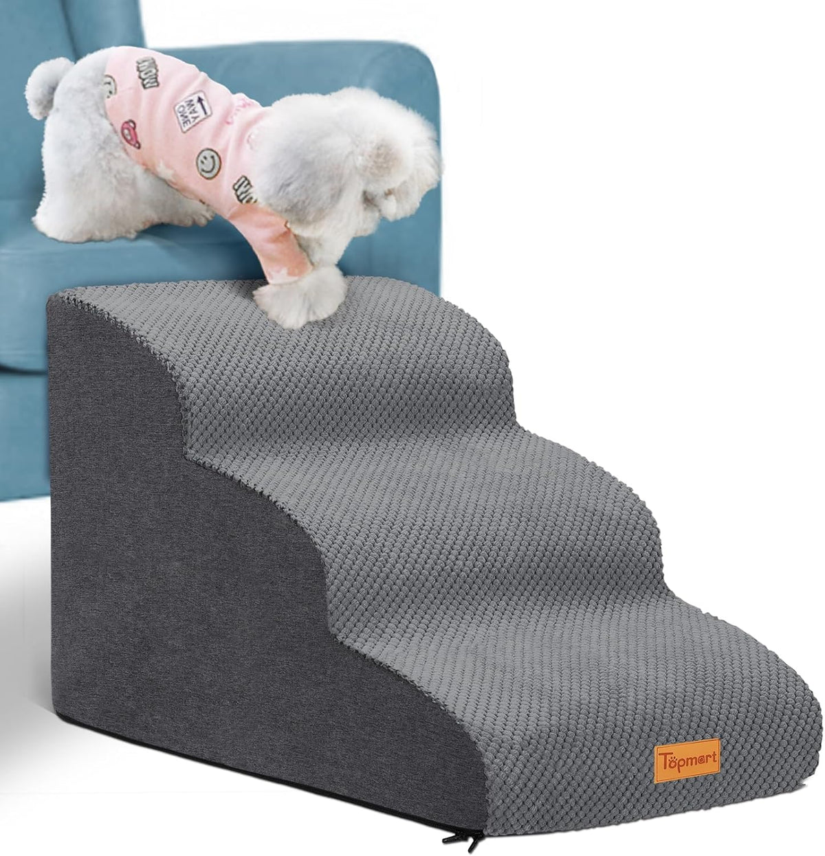 Foam Dog Stairs for Small Dogs &amp; Cats Non Slip Pet Steps 2 Tier