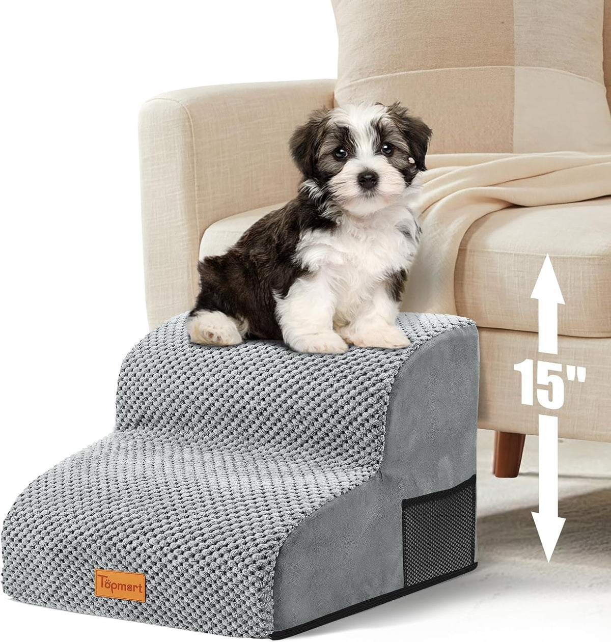 Foam Dog Stairs for Small Dogs &amp; Cats Non Slip Pet Steps 2 Tier