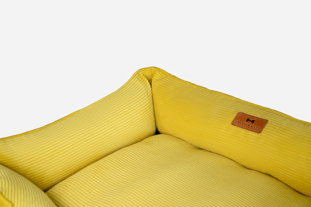 Chester &amp; Lee | Fancy Corduroy Sleeper Dog Bed Sunny Yellow