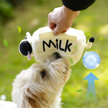 Milou &amp; Lumi Milk Plush Chew Toy for Dogs &amp; Cats – Interactive Crinkle, Squeaker &amp; Tug Ropes