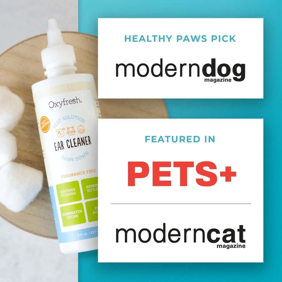 Oxyfresh Advanced Pet Ear Cleaner for Dogs &amp; Cats Sting-Free 8 oz