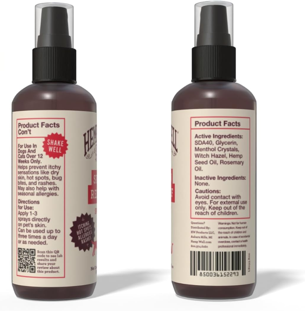 Hemp Itch Relief Spray for Dogs &amp; Cats Skin Soothing Support