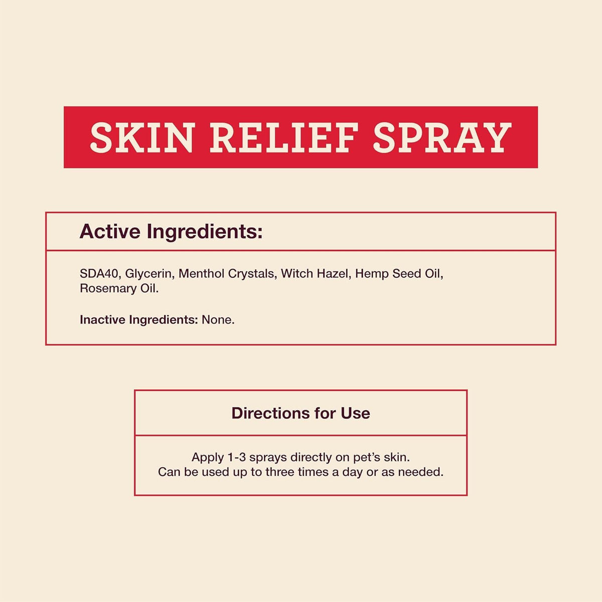 Hemp Itch Relief Spray for Dogs &amp; Cats Skin Soothing Support
