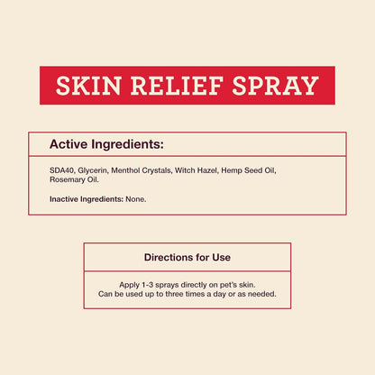 Hemp Itch Relief Spray for Dogs &amp; Cats Skin Soothing Support