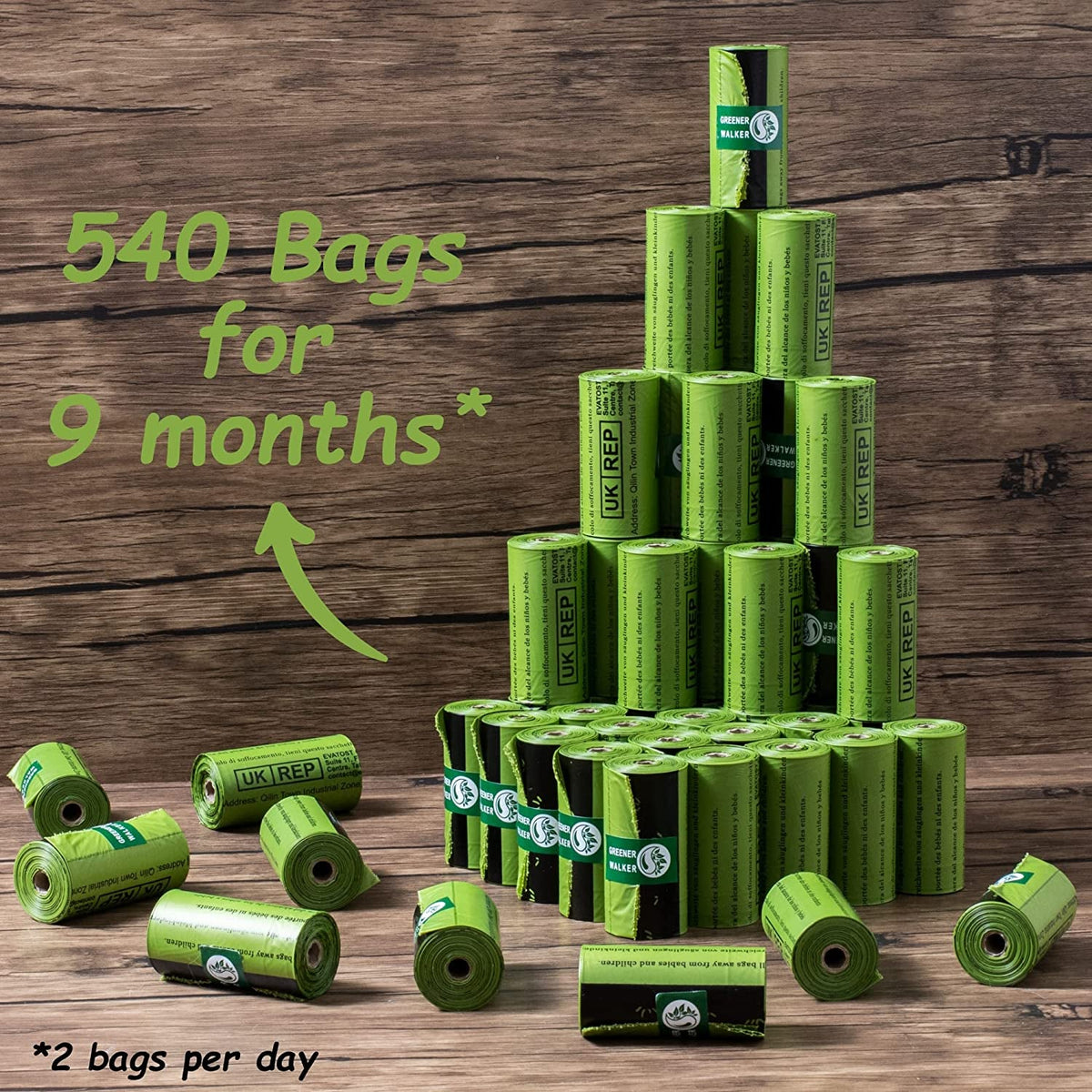 540 Count Dog Poop Bags Extra Thick Leak Proof Waste Bags Refill Rolls