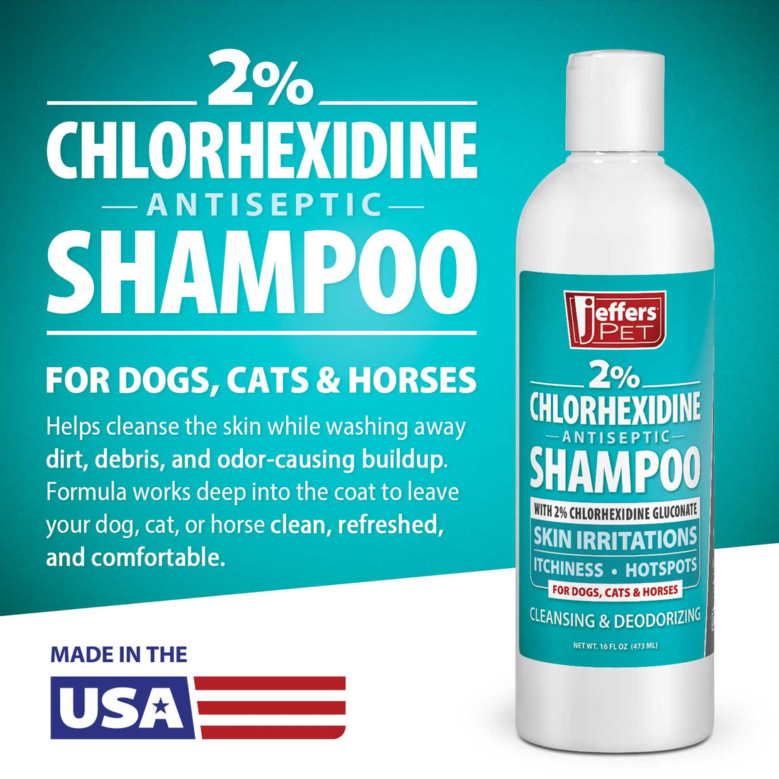 Jeffers Medicated 2% Chlorhexidine Shampoo for Dogs, Cats &amp; Horses