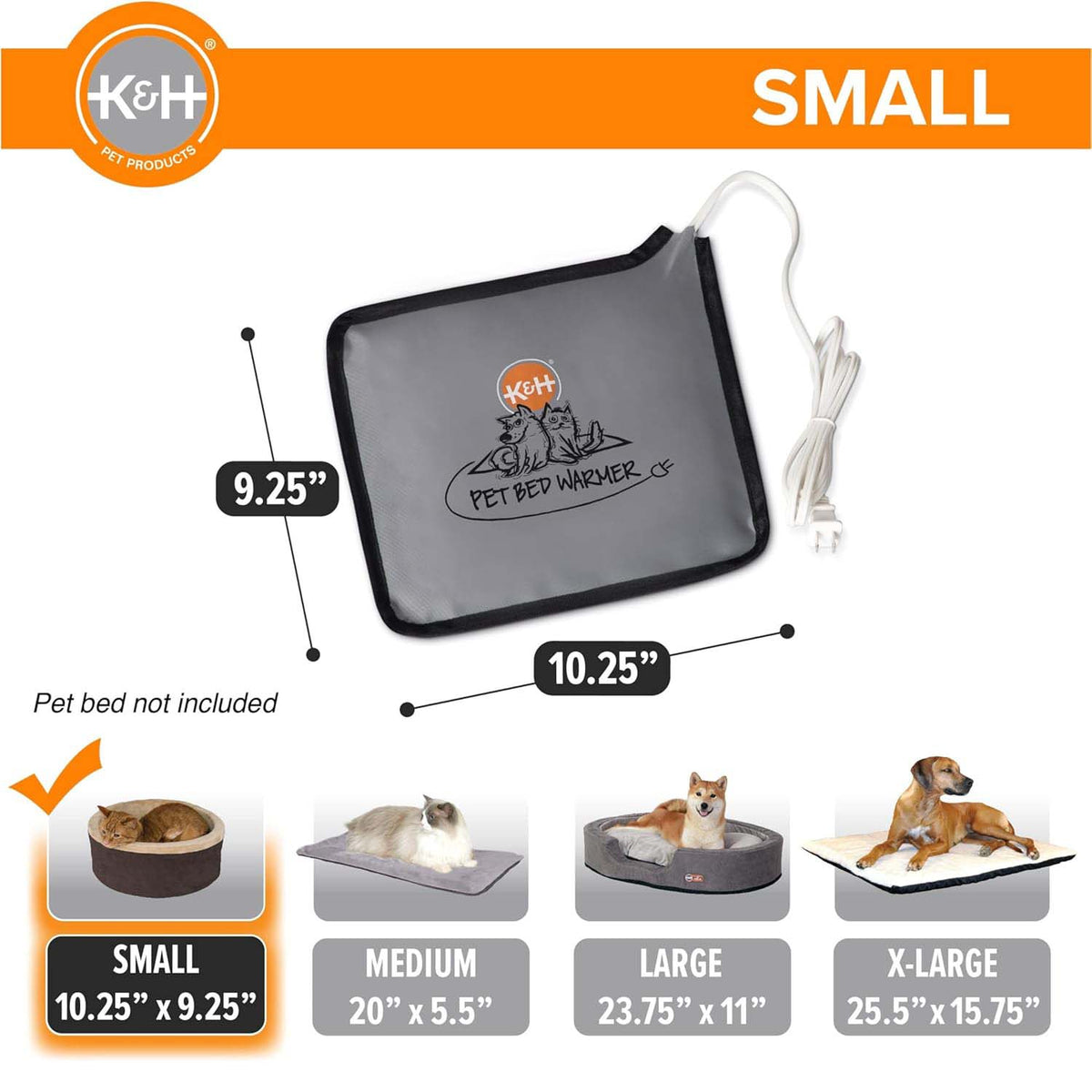 K&amp;H Pet Bed Warmer – Indoor Heated Pad for Cats &amp; Dogs, Thermostatically Controlled, Energy-Efficient, Safe for Arthritis &amp; Comfort