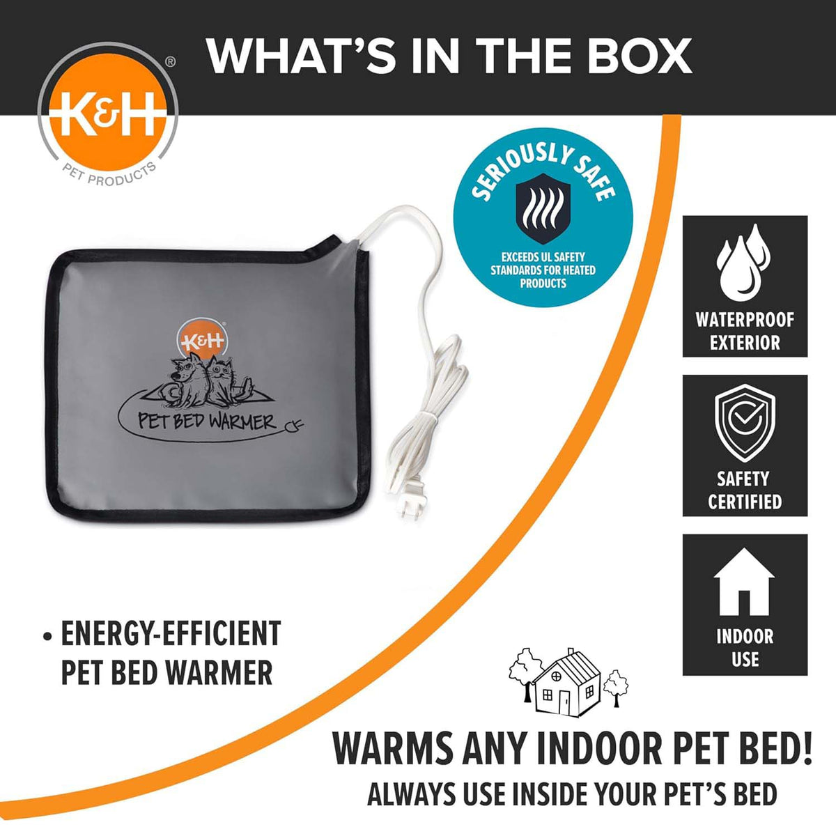 K&amp;H Pet Bed Warmer – Indoor Heated Pad for Cats &amp; Dogs, Thermostatically Controlled, Energy-Efficient, Safe for Arthritis &amp; Comfort