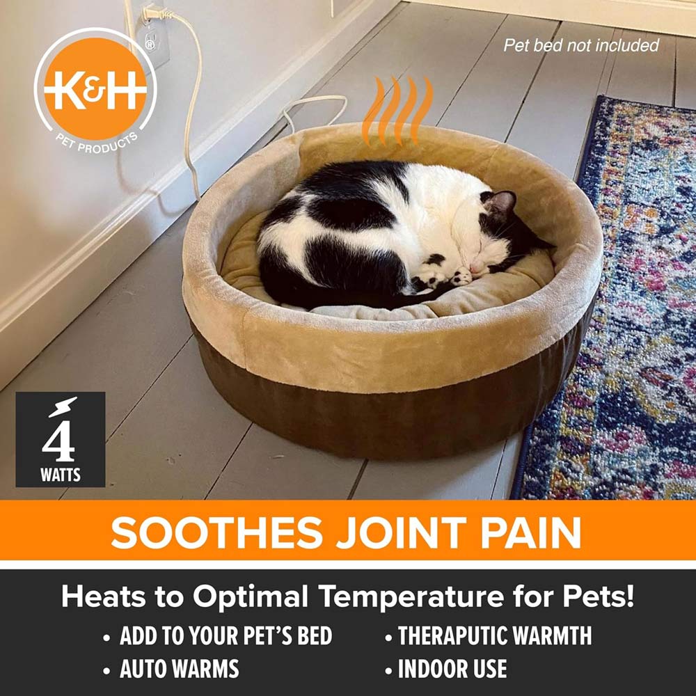K&amp;H Pet Bed Warmer – Indoor Heated Pad for Cats &amp; Dogs, Thermostatically Controlled, Energy-Efficient, Safe for Arthritis &amp; Comfort