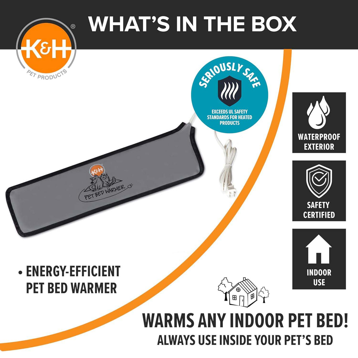 K&amp;H Pet Bed Warmer – Indoor Heated Pad for Cats &amp; Dogs, Thermostatically Controlled, Energy-Efficient, Safe for Arthritis &amp; Comfort