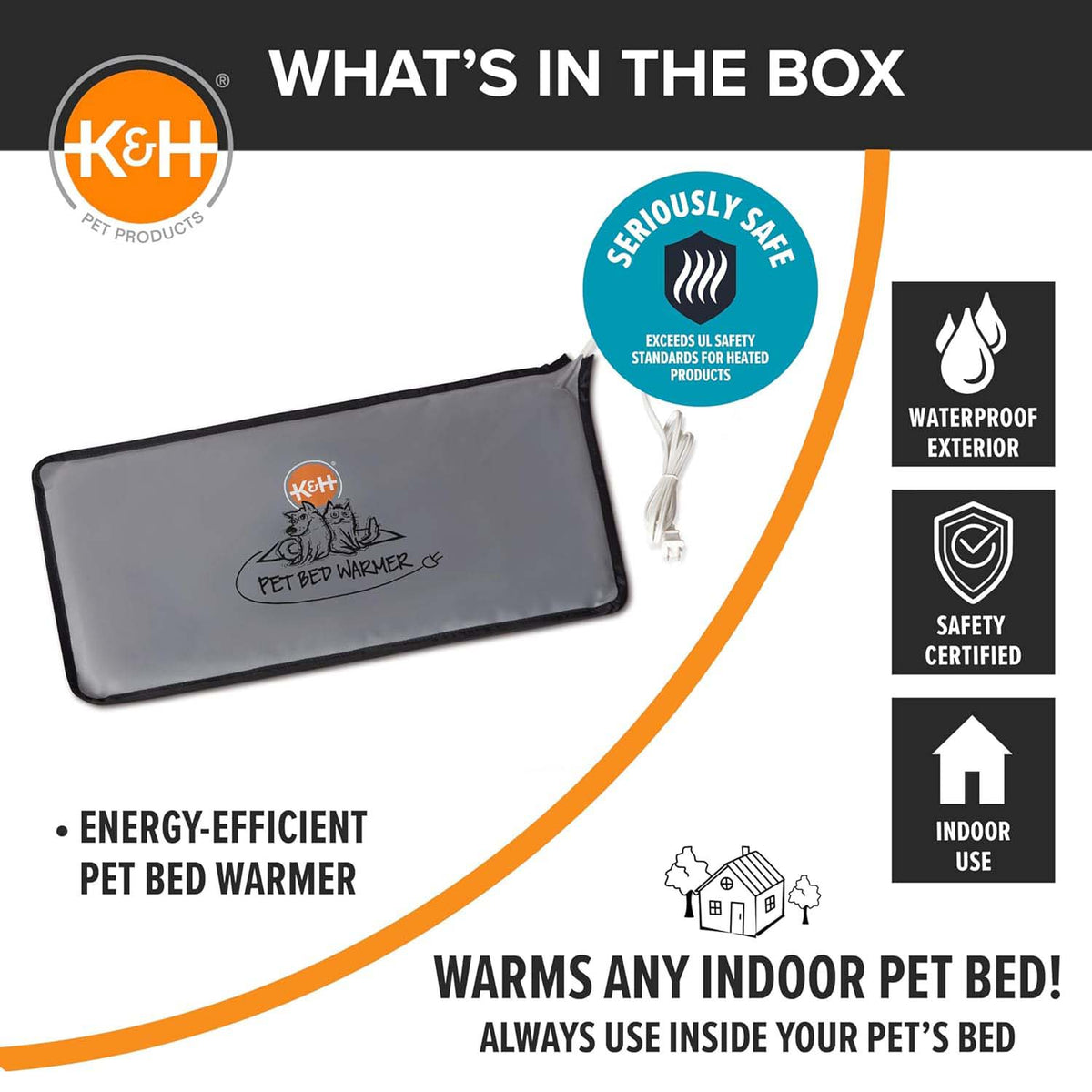 K&amp;H Pet Bed Warmer – Indoor Heated Pad for Cats &amp; Dogs, Thermostatically Controlled, Energy-Efficient, Safe for Arthritis &amp; Comfort