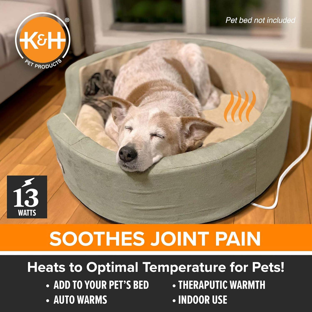 K&amp;H Pet Bed Warmer – Indoor Heated Pad for Cats &amp; Dogs, Thermostatically Controlled, Energy-Efficient, Safe for Arthritis &amp; Comfort