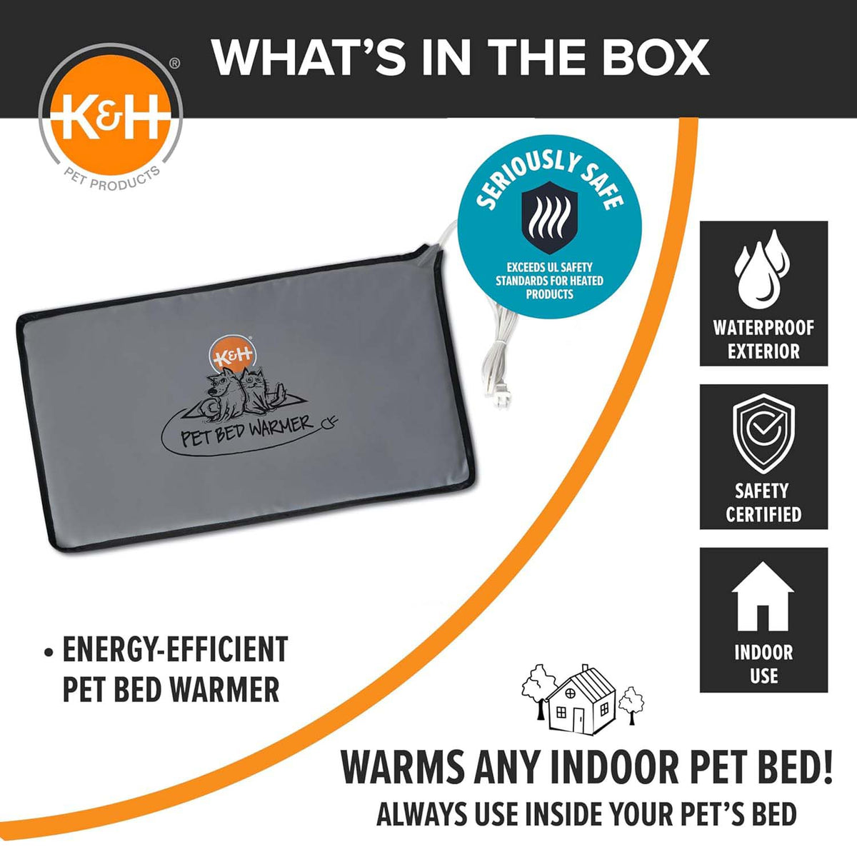 K&amp;H Pet Bed Warmer – Indoor Heated Pad for Cats &amp; Dogs, Thermostatically Controlled, Energy-Efficient, Safe for Arthritis &amp; Comfort