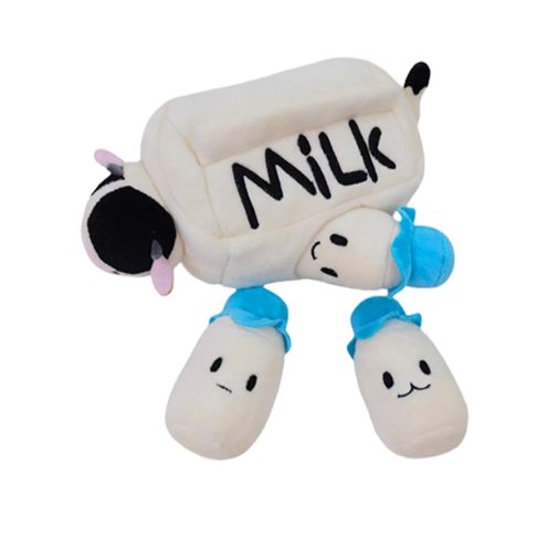 Milou &amp; Lumi Milk Plush Chew Toy for Dogs &amp; Cats – Interactive Crinkle, Squeaker &amp; Tug Ropes